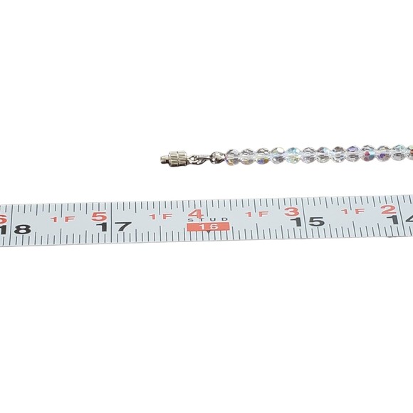 Vintage Faceted AB Aurora Borealis Bead Collar Choker Necklace Barrel Closure - Picture 8 of 8